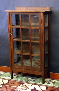 Gustav Stickley Single Door China Cabinet Display original finish, signed.